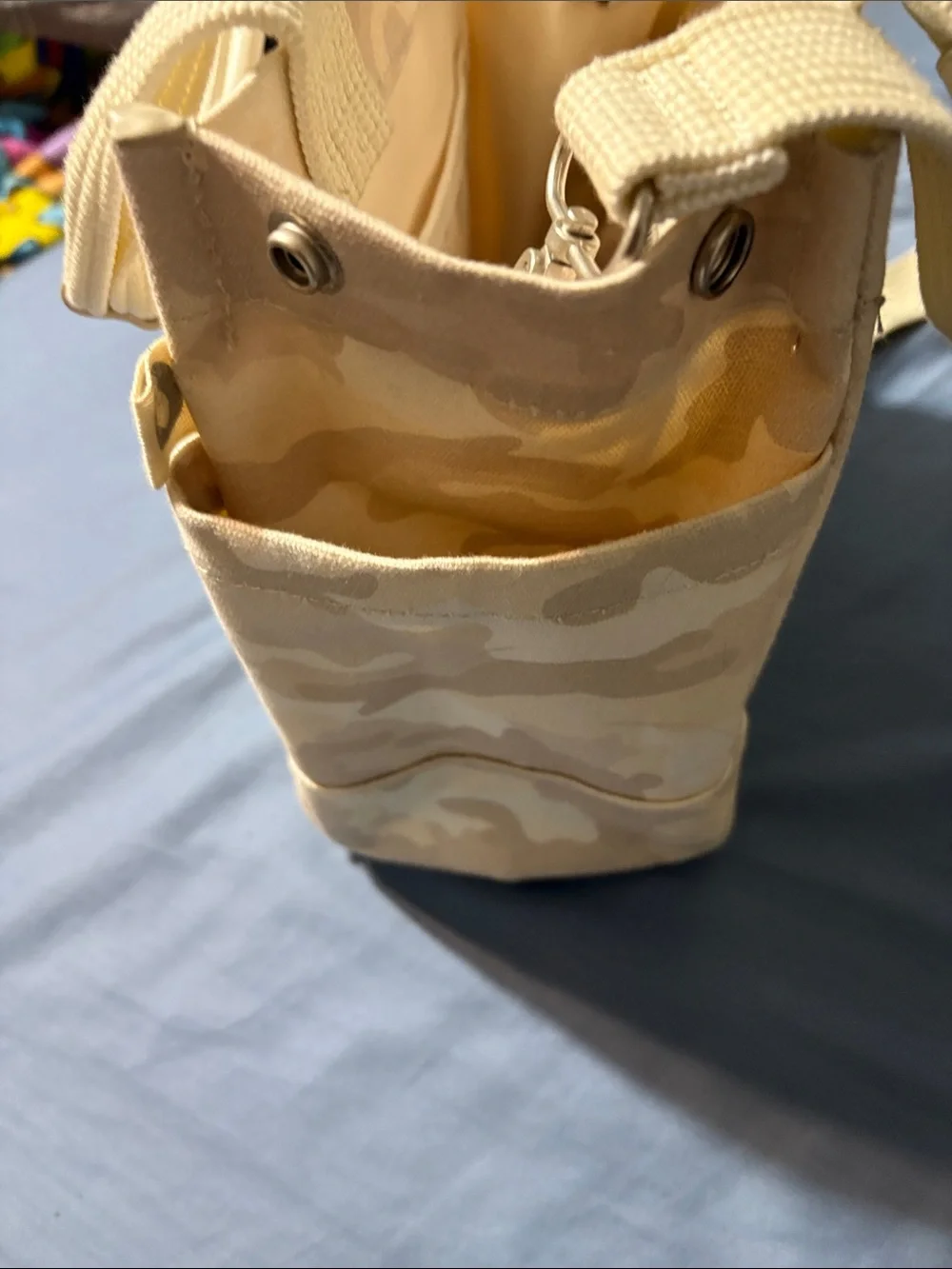 Canvas Camo Mini Tote Bag in Beige by Koala Kanvas with removable strap. Nwot